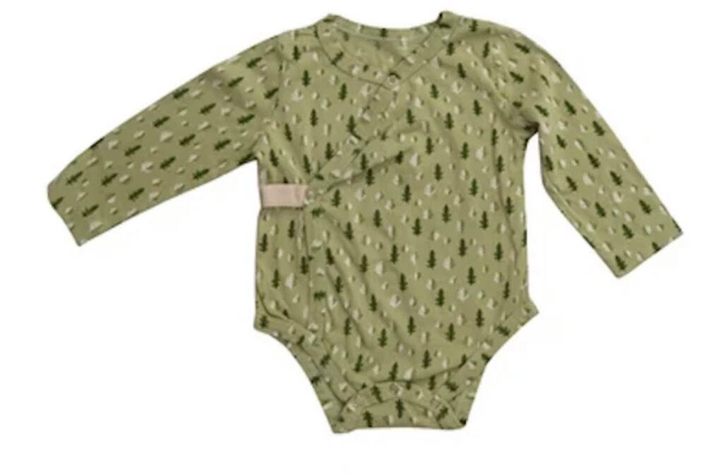 NEW Creative Co-Op Long Sleeve Kimono Bodysuit Trees Print, 6/9m, NWT